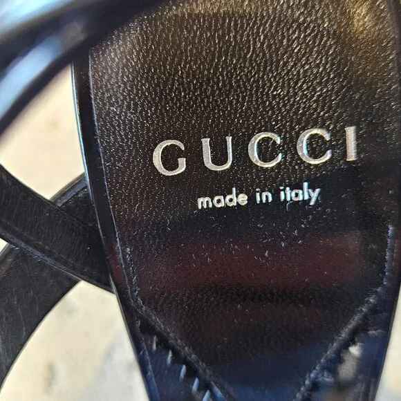 Gucci Regent Strap Detailed Sandal 771563 CLG00 - 1000 Black Leather Size 36+ - Picture 9 of 11